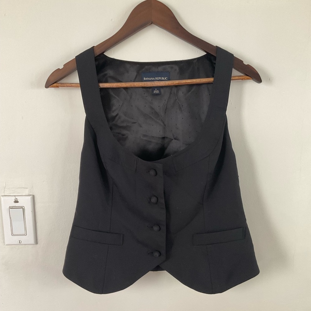 Banana Republic Black Button-Front Vest - Size 6